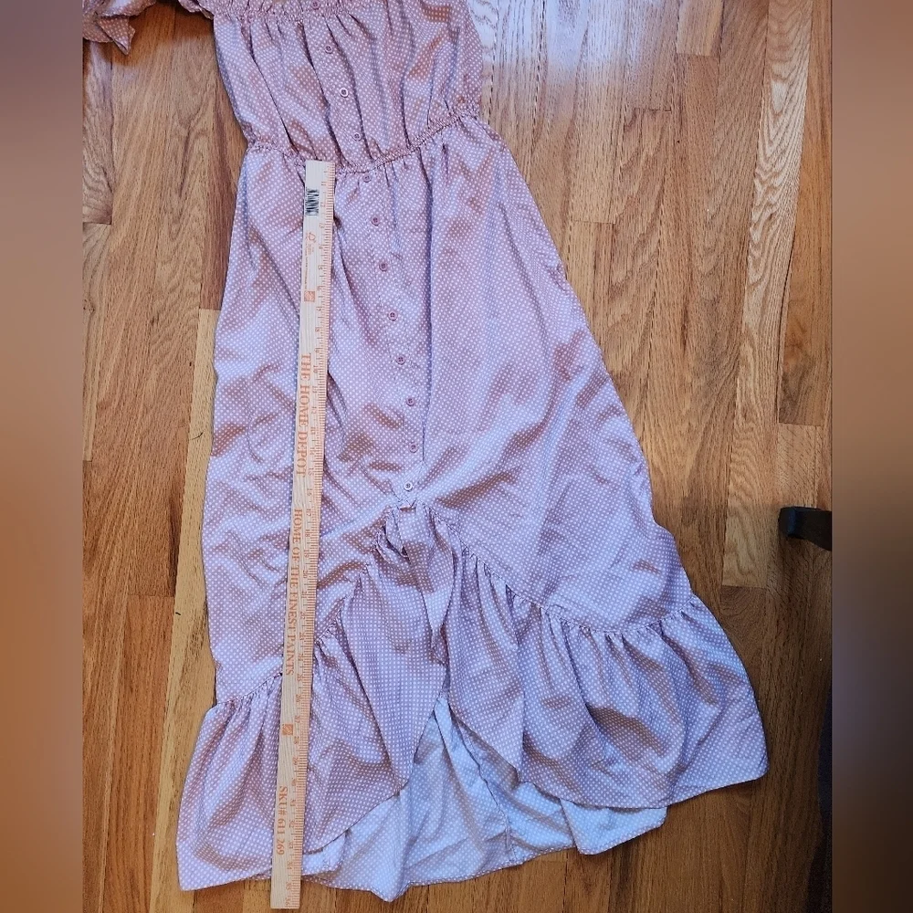 Showpo maxi dress blush polka dot off the shoulder peasant party romantic size 4 - Picture 10 of 12
